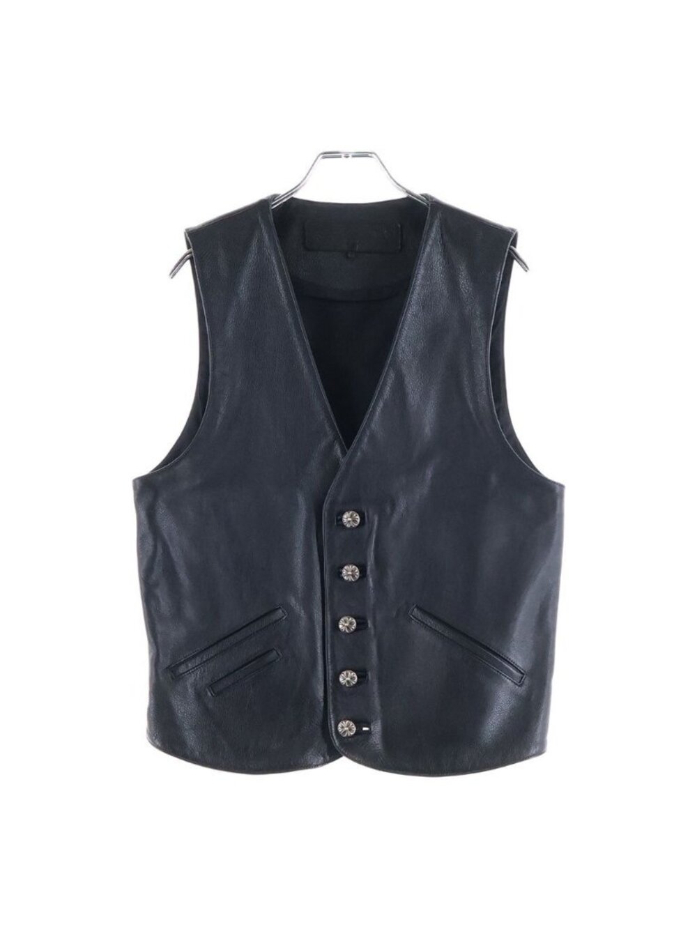 Chrome Hearts 5 Button Leather Vest Black